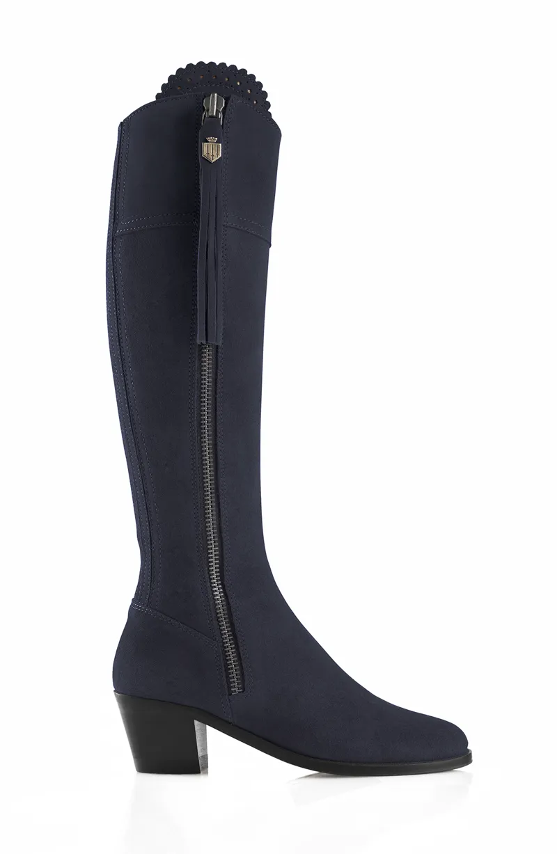 Fairfax and Favor Regina Heeled Boots Navy Suede-5